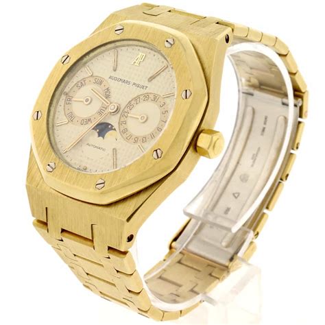 audemars piguet royal oak day date moonphase gold|Audemars Piguet openworked.